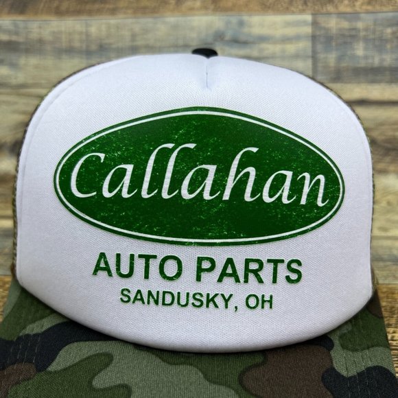 Callahan Auto Parts Mens Trucker Hat Camo Tommy Boy Sandusky Ohio Movie Cap - Picture 3 of 8